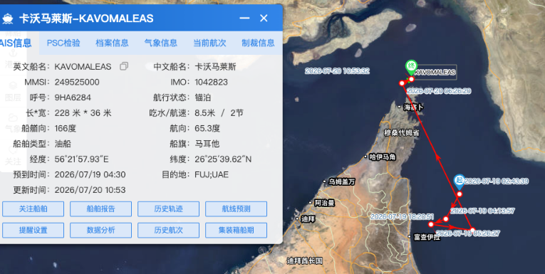 “暗航”油轮遇袭停航后,霍尔木兹海峡航运流量几乎完全停滞